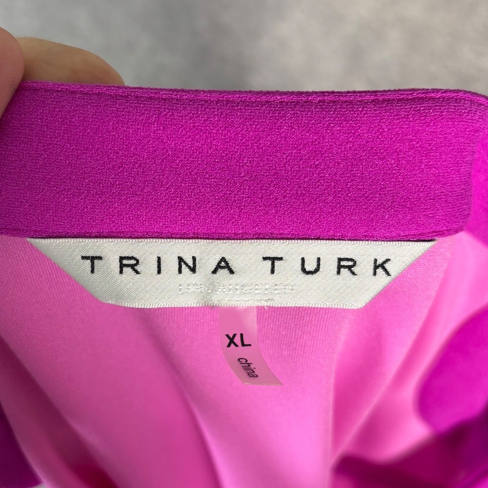 Trina Turk Pink Purple Colorblock Shift Dress Sleeveless Square Neck XL Mod - Picture 3 of 12